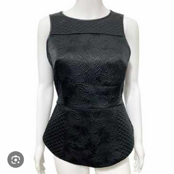 Tibi Black Textured Peplum Top – Size 4 - Picture 2 of 8